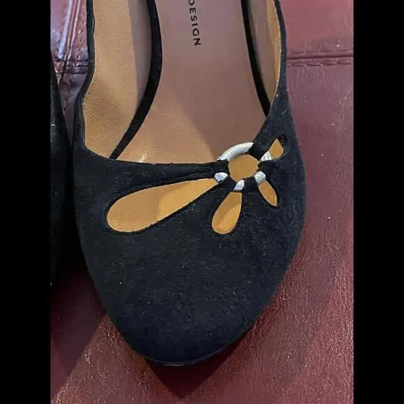 GIUSEPPE ZANOTTI Vintage Black Suede Cutout Pumps Buckle Unique 3” Heel Sz 39 - Picture 2 of 13